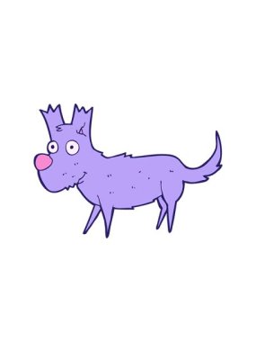 Çizgi film karakteri küçük sevimli köpeğin basınçlı animasyonu.