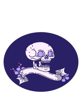 Dövme biçimi simgesinin hareketli animasyonu bir kafatası pankartıyla