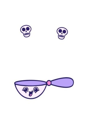 Ölçüm kaşığının çizgi filminin kafatası animasyonu