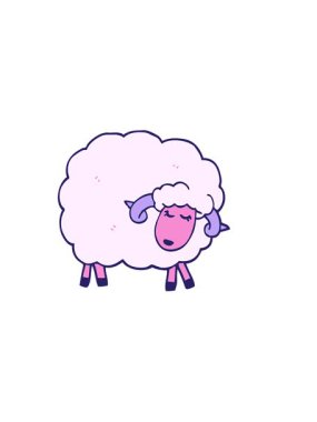 Çizgi filmin yatay titreşimli animasyonu boynuzlu karalama koyunu