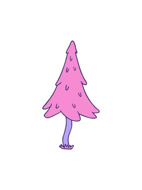 Ormanlık çam ağaçlarının çizgi film karalamalarını çizen el animasyonu.