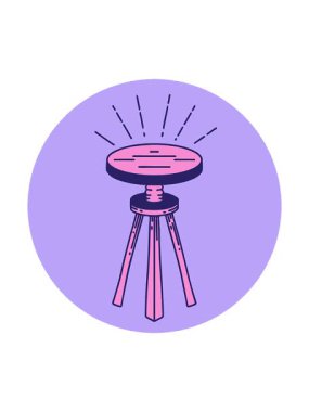 Dövme stili ahşap tabure simgesinin dönen hareket animasyonu