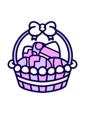 neon renkli Paskalya sepetinin neon ışık efekti animasyonu