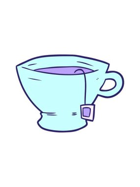 Bir fincan çay karikatürünün ışık efekti