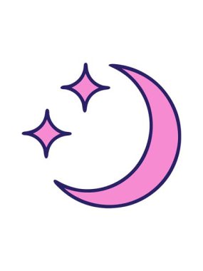 Dikkat çekici dövme animasyonu. Geleneksel ay ve yıldız stilinde.