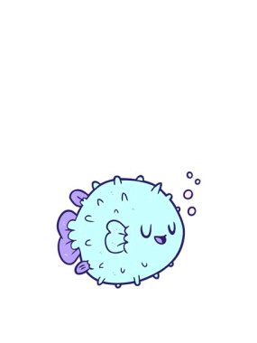 Çizgi film kirpi balığının zıplama hareketi