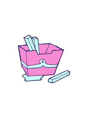 Yıldız patlaması etkisi çizgi film patates kızartmasının animasyonu