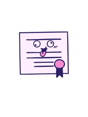 Mezuniyet diplomasının tatlı çizgi filminin yükselişi ve yükselişi.