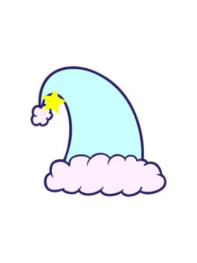 Parlayan yıldızlar bir çizgi film Noel şapkasının animasyonunu etkiler.