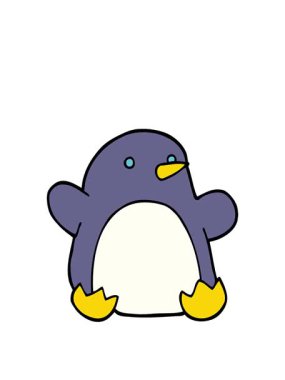 Çizgi film karalamalarının animasyonunu genişletiyorum. Noel penguenleri.