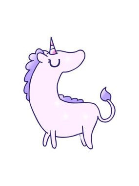 Şirin kawaii unicorn karikatürünün çizilmiş el yazması animasyonu.