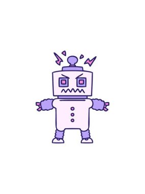 Yıldız patlaması etkisi, el çizimi tuhaf çizgi film robotunun animasyonu