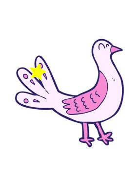 Parıldayan yıldızlar, sevimli kuşların eski çizgi filmlerinin animasyonunu etkiler.