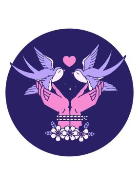 bob ve duraklat dövme stili görüntü elleri bağlı ve yutkunur