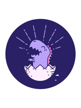 Dövme tarzında yumurta üreten bir dinozorun simgesinin basınçlı canlandırması