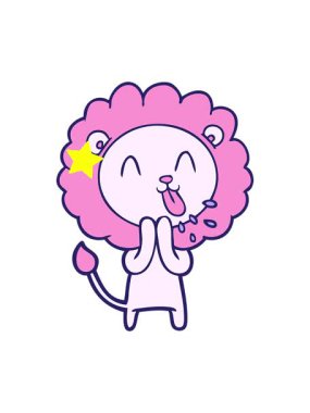 Parlayan yıldızlar mutlu bir çizgi film aslanının animasyonunu etkiler.