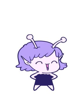 Uzaylı kızın gülüşünü gösteren hareketli çizgi film.