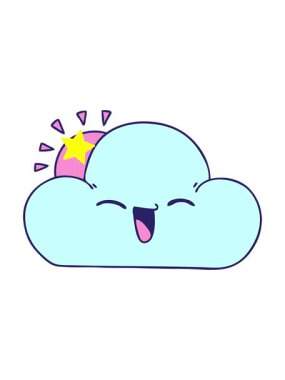 Parıldayan yıldızlar, el animasyonunu, çizgi film güneşini ve mutlu fırtına bulutunu etkiler.