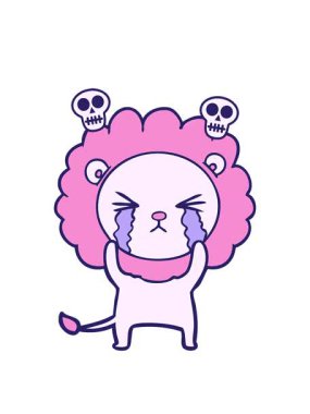 Karikatür ağlayan aslanın kafatası animasyonu.