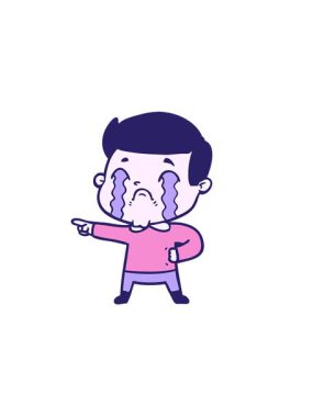 Çizgi filmdeki ağlayan adamın yatay titreşimli canlandırması