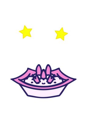 dönen yıldızlar kare kasede geleneksel Japon pilav yemeğinin animasyonu