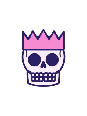 Dikkat çekici dövme animasyonu geleneksel bir kafatası ve taç tarzında.