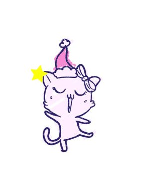 Parlayan yıldızlar, tebeşirle çizilen Noel Kedisinin animasyonunu etkiler.