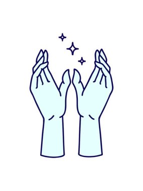 Mistik ellerin ikonik dövme tarzının neon ışık efekti animasyonu