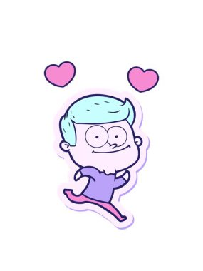 Mutlu bir çizgi filmin çıkartmasının dönen kalp animasyonu.