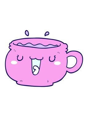 Sevimli çizgi film kahve fincanının neon ışığı animasyonu