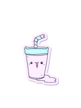 Yanıp sönen radyal çizgiler sevimli bir karikatür gazozunun çıkartmasının canlandırması