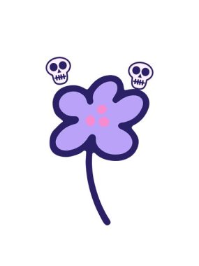 sevimli basit çiçek karikatürlerinin kafatası animasyonları