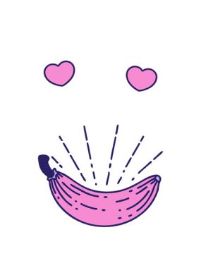 Geleneksel dövme stili muz çiziminin dönen kalp animasyonu