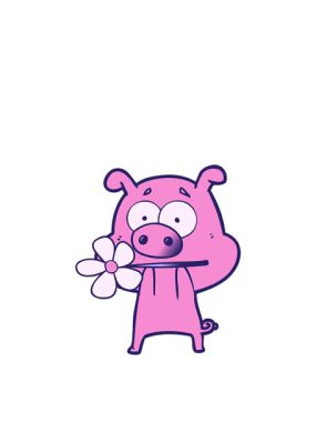 Kalk ve mutlu çizgi film domuzunun animasyonunu yap.