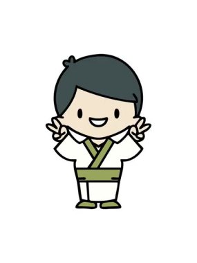 Geleneksel kıyafetlerle kutlama yapan Japon adamın animasyonu