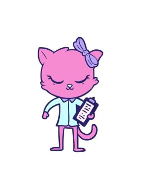 Yaylı sevimli iş kedisinin titreyen hareketli animasyonu