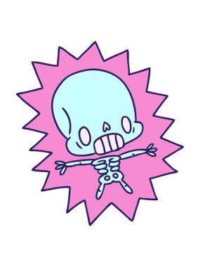 Kawaii 'nin elektrik çarpan iskeletinin animasyonunu salla ve durdur.