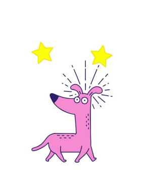 Dönen yıldızlar geleneksel dövme stilini gösteren animasyon. Şaşırtıcı köpek.