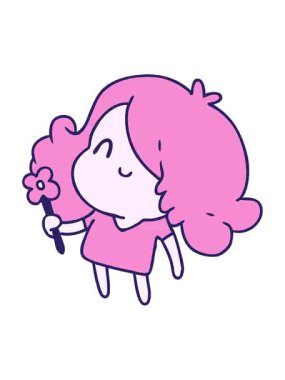 Şirin bir kawaii kızının karikatür çiziminin titreşimli animasyonu