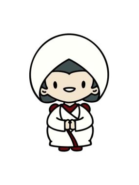 Geleneksel düğün kıyafetleri içindeki Japon kadının hareketli animasyonu.