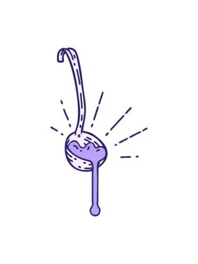 Geleneksel bir et sosu dövme kepçesinin çiziminin ışık efekti canlandırması