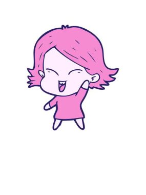 Kalk ve mutlu çizgi film kızı çiziminin animasyonunu yap.