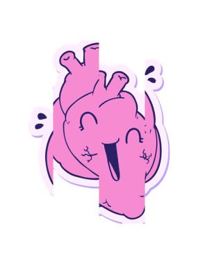 Karikatür bir kalbin gülen çıkartmasının hareketli animasyonu.