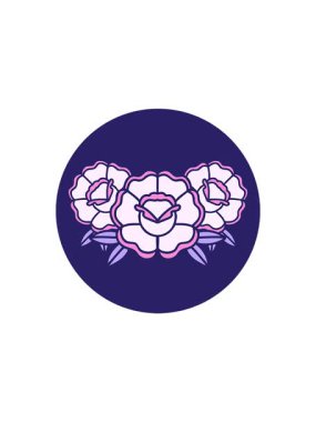 Bir buket çiçeğin ikonik dövme imajının satış animasyonu