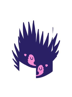 Çivili kirpinin karikatür karalamalarının bölünen hareketi