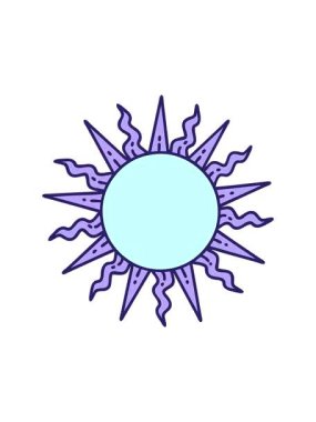 Bir güneşin klasik dövme stili görüntüsünün hareketli animasyonu