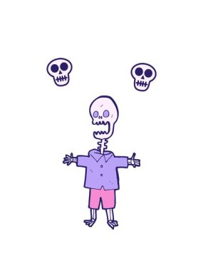 Çizgi film iskeletinin kafatası animasyonu