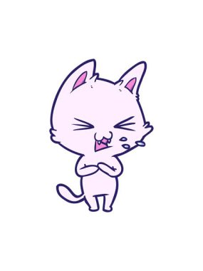 Işık efekti çizgi film kedisinin tıslamasının animasyonu