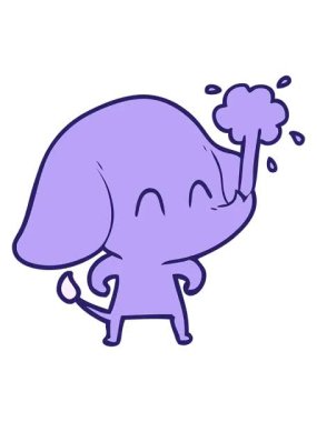 Pikselleştirme efekti tatlı çizgi film fillerinin su püskürtme efektleri