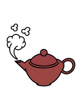 Buharı tüten sıcak Japon çay illüstrasyonunun animasyonunu durdurup duraklat